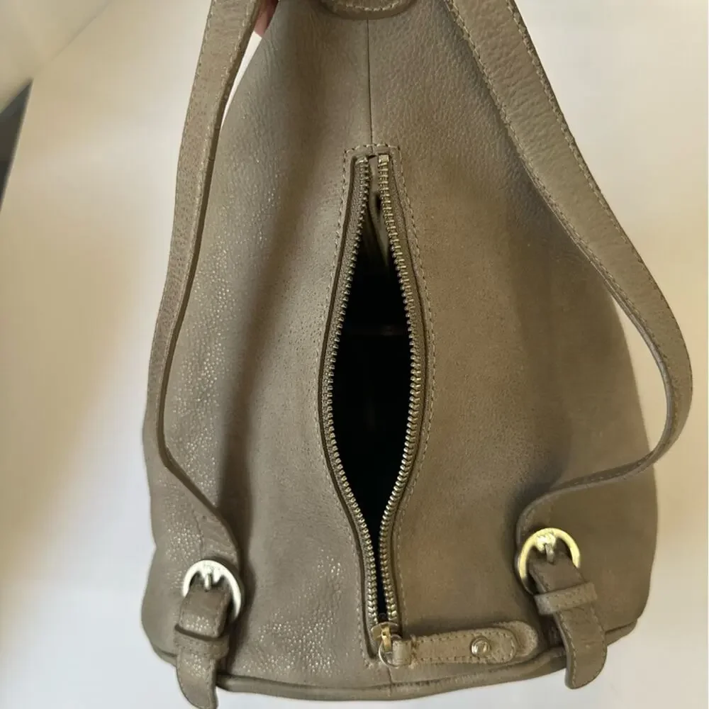 Vintage 90s Jones NY Triangle Leather Backpack Rock Stone Gray Convertible Bag